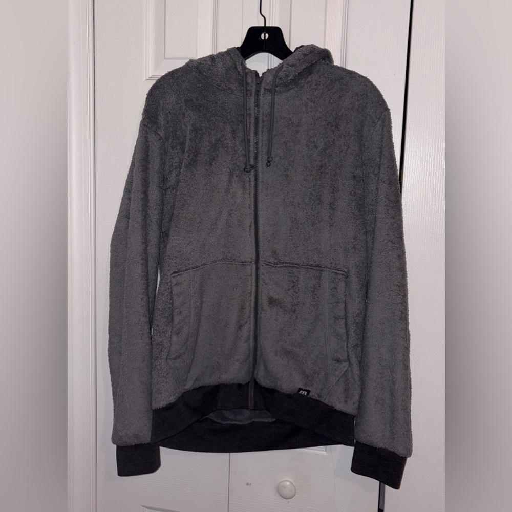 Betabrand Charcoal Fleece Zip Hoodie